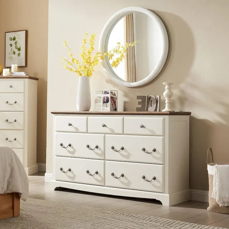 Vintage 7 Drawers Wood Dresser Chests, Rustic Dressers Chset Organizer