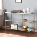 SEI Furniture Grant Modern Metal Console Table with Glass Top and Shelves