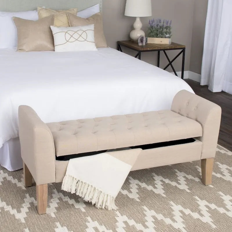 Copper Grove Chugach Tufted Storage Bench Settee Sand Dune