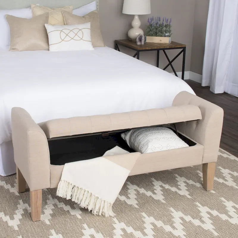 Copper Grove Chugach Tufted Storage Bench Settee Sand Dune