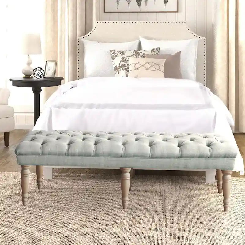 The Gray Barn Blasted Rock Grey Tufted Bench