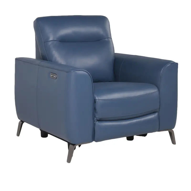 Steve Silver Top Grain Leather Ocean Blue Power Reclining Chair