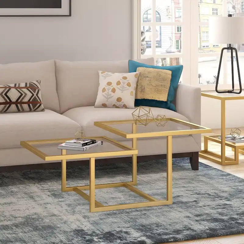 Silver Orchid Solm Two-Tier Gold Coffee Table