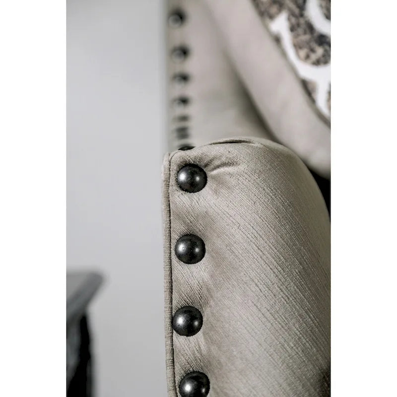 Cram Traditional Brown Chenille Tufted Nailhead Sofa by Furniture of America