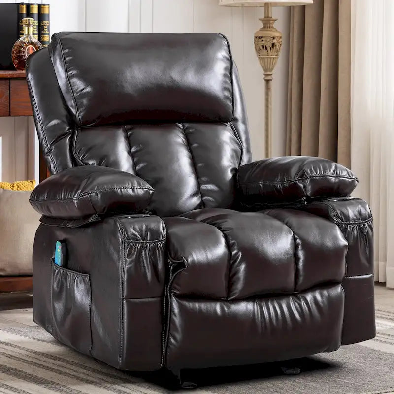 Faux leather Massage Recliner Chair, Rocker Recliner, Heat Function