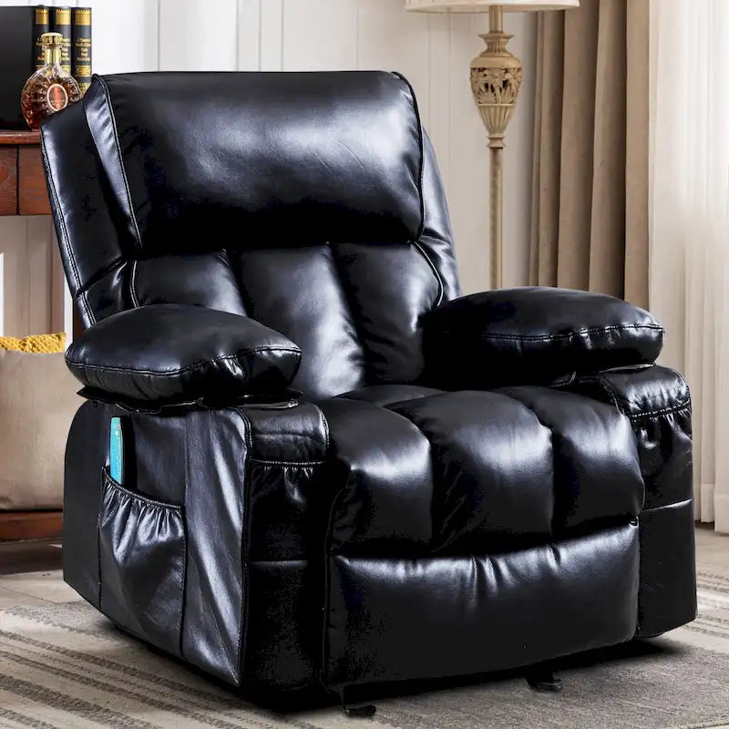 Faux leather Massage Recliner Chair, Rocker Recliner, Heat Function