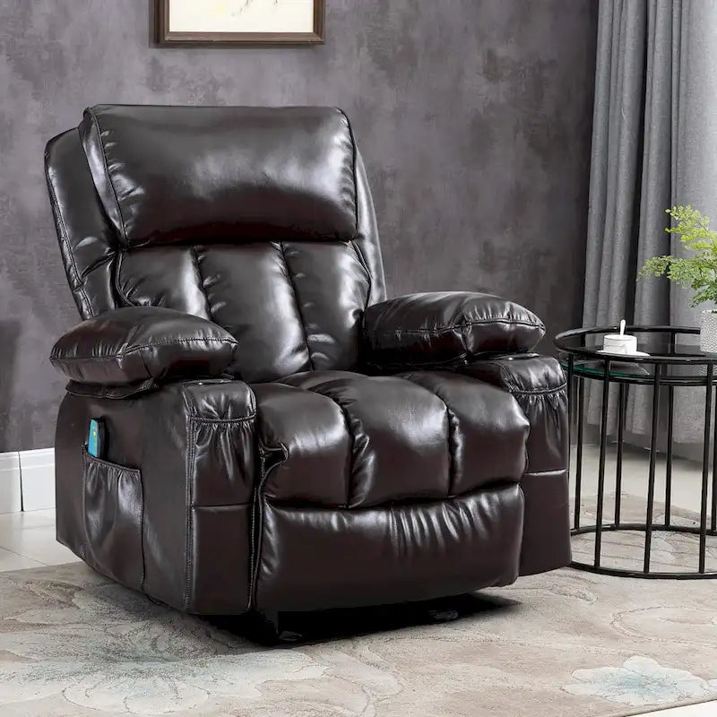 Faux leather Massage Recliner Chair, Rocker Recliner, Heat Function