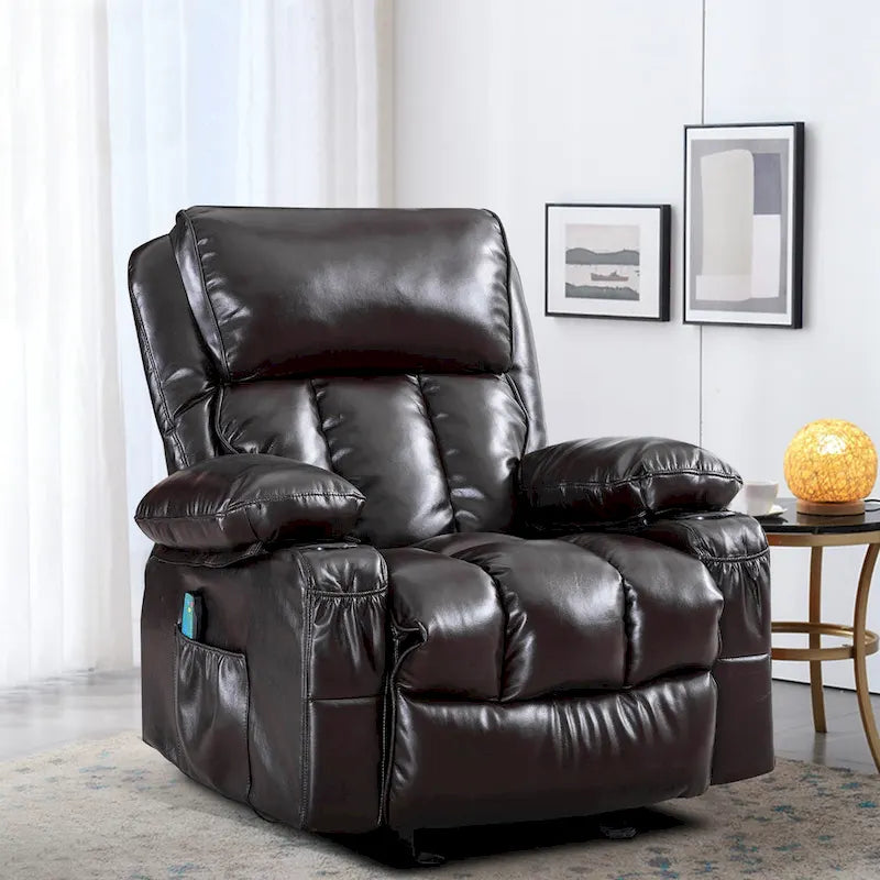 Faux leather Massage Recliner Chair, Rocker Recliner, Heat Function