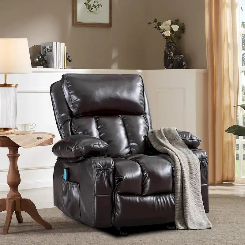 Faux leather Massage Recliner Chair, Rocker Recliner, Heat Function