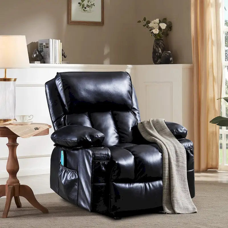 Faux leather Massage Recliner Chair, Rocker Recliner, Heat Function