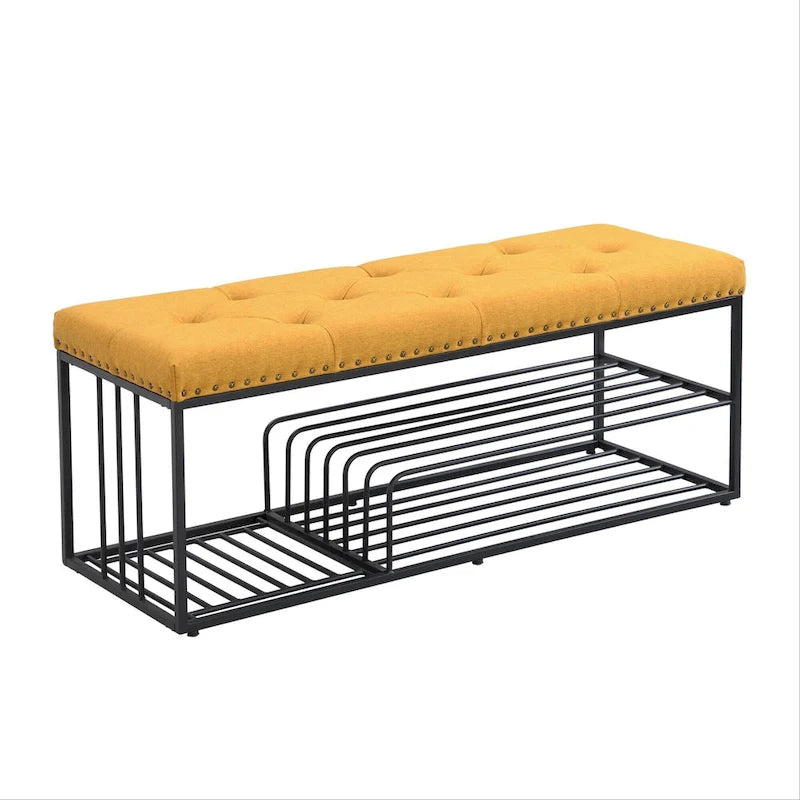 Hausfame Upholstery Shoes Bench-Entryway Shoe Storage with Tufted Padded Seat