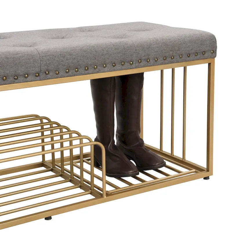 Hausfame Upholstery Shoes Bench-Entryway Shoe Storage with Tufted Padded Seat