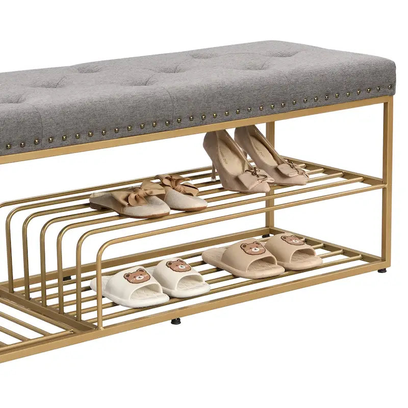 Hausfame Upholstery Shoes Bench-Entryway Shoe Storage with Tufted Padded Seat