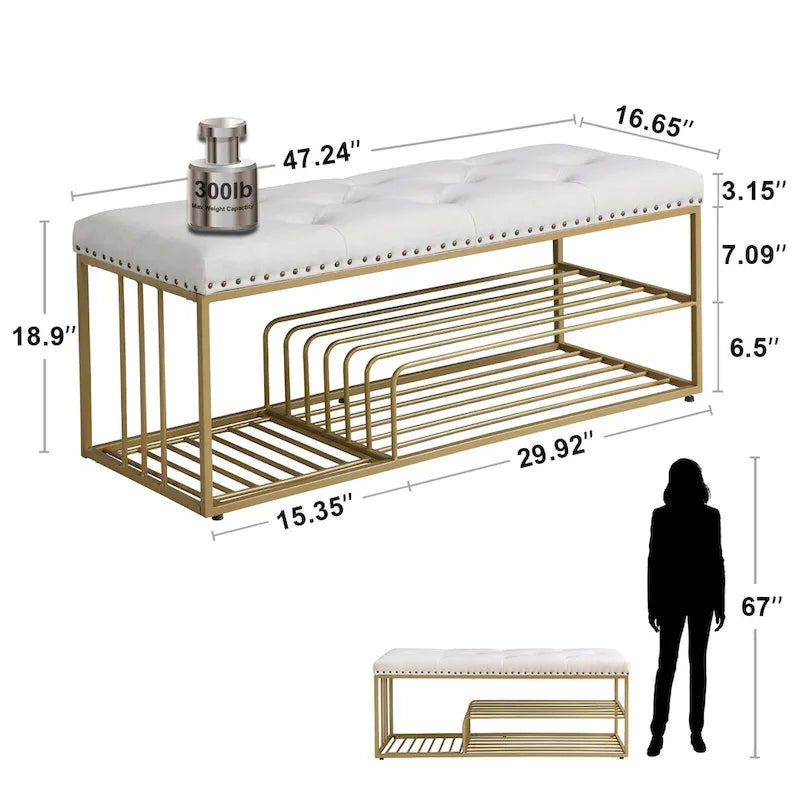 Hausfame Upholstery Shoes Bench-Entryway Shoe Storage with Tufted Padded Seat