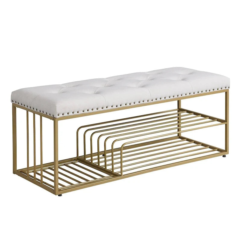 Hausfame Upholstery Shoes Bench-Entryway Shoe Storage with Tufted Padded Seat