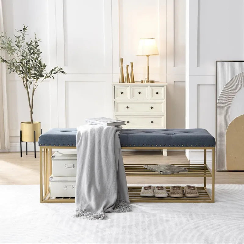 Hausfame Upholstery Shoes Bench-Entryway Shoe Storage with Tufted Padded Seat