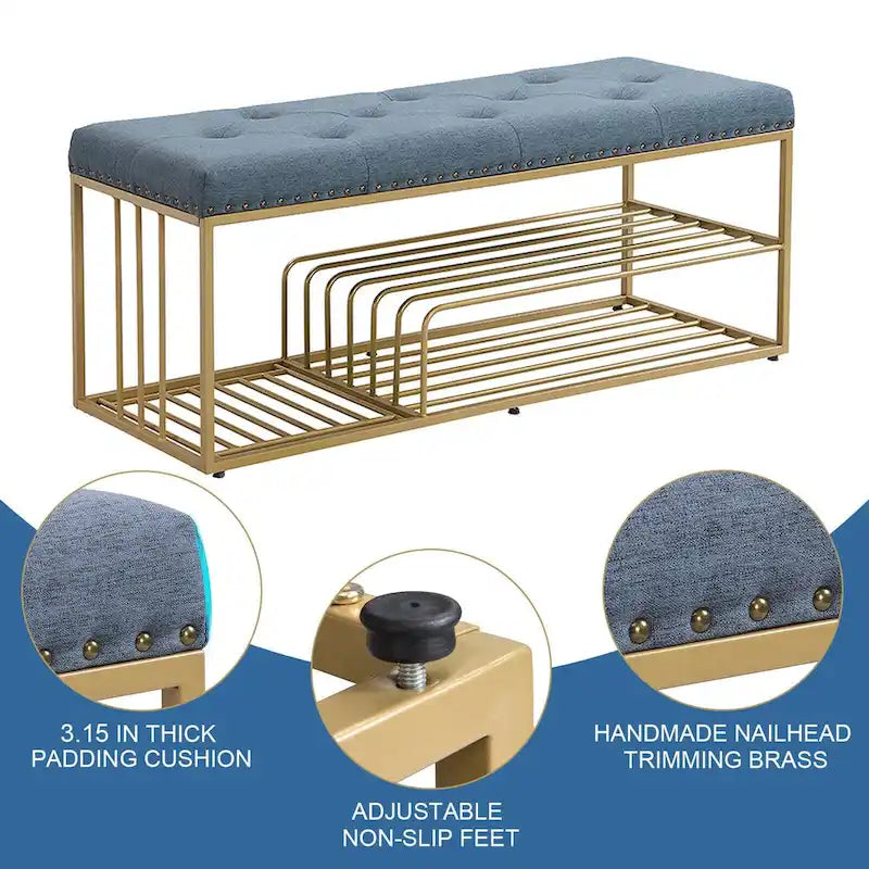 Hausfame Upholstery Shoes Bench-Entryway Shoe Storage with Tufted Padded Seat