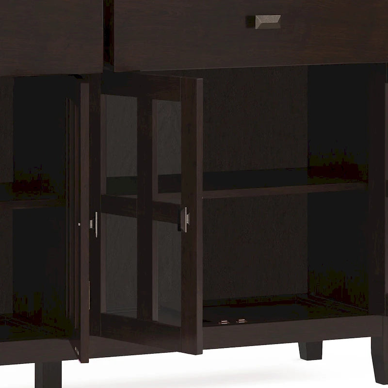 WYNDENHALL Stratford 60 Wide Solid Wood Transitional Large 4 Door Sideboard Buffet - 17d x 60w x 34h