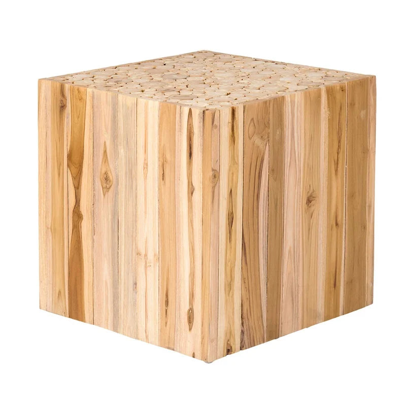 Natural Solid Wood Branch Bundle Square Cube Table by East at Main