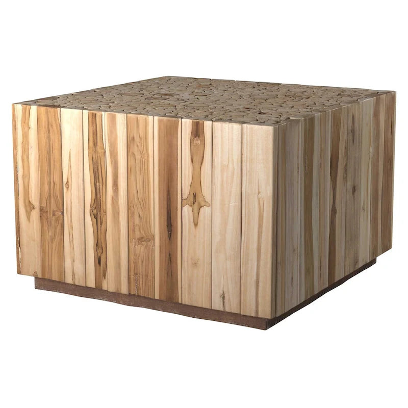 Natural Solid Wood Branch Bundle Square Cube Table by East at Main