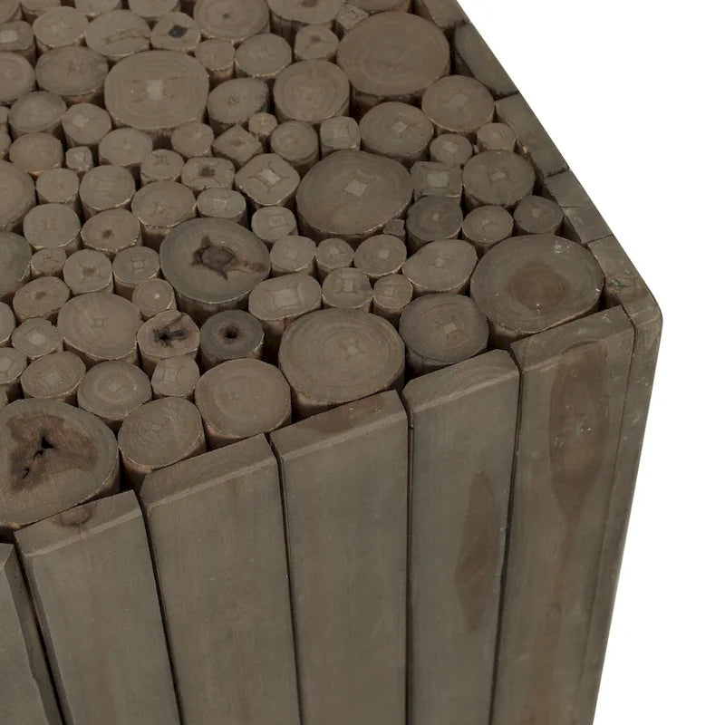 Natural Solid Wood Branch Bundle Square Cube Table by East at Main