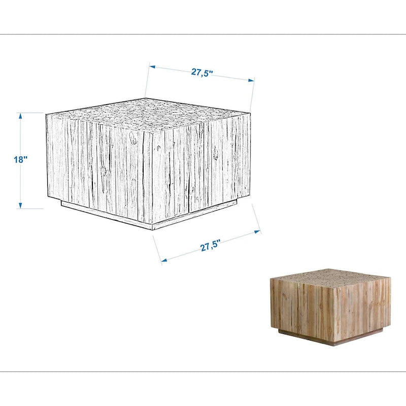 Natural Solid Wood Branch Bundle Square Cube Table by East at Main