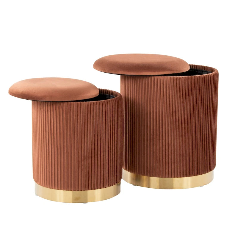 Silver Orchid Corday Contemporary Pleated Nesting Ottoman Set