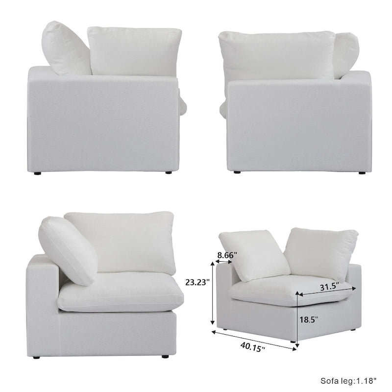 120.45 Oversize Down Filled Corner 5-seats Sectional Sofa Couch