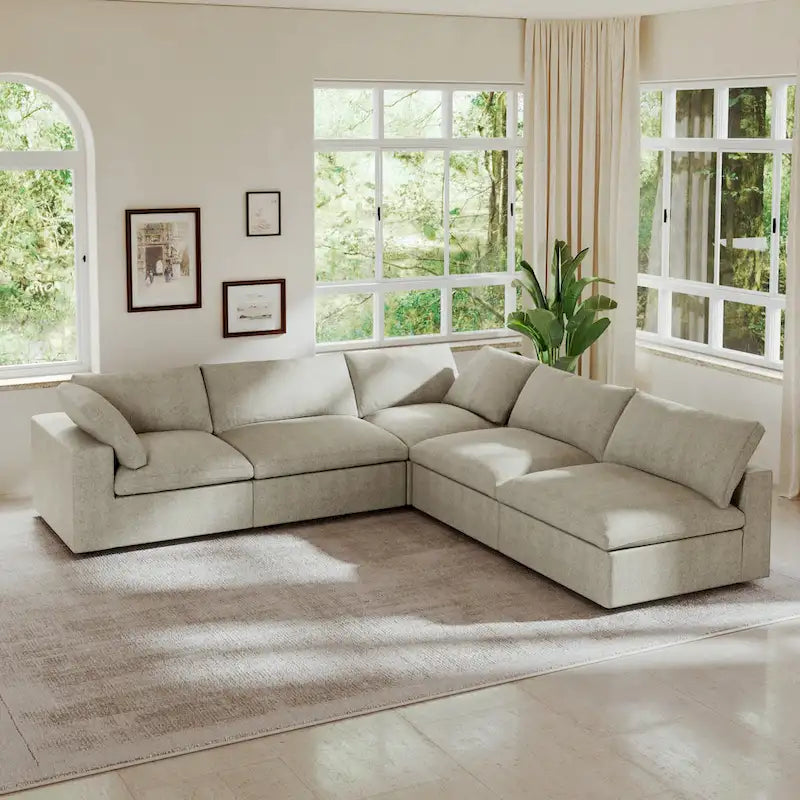 120.45 Oversize Down Filled Corner 5-seats Sectional Sofa Couch