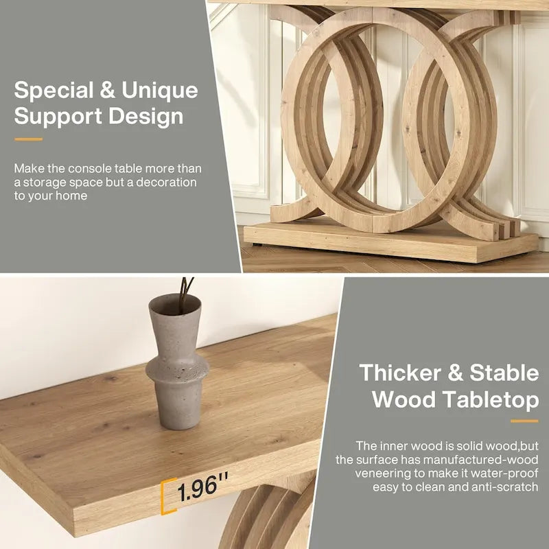 Farmhouse Console Sofa Table, 55 Inches Entryway Hallway Foyer Table