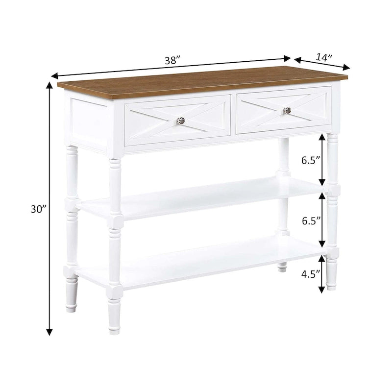 Convenience Concepts Country Oxford 2 Drawer Console Table with Shelves
