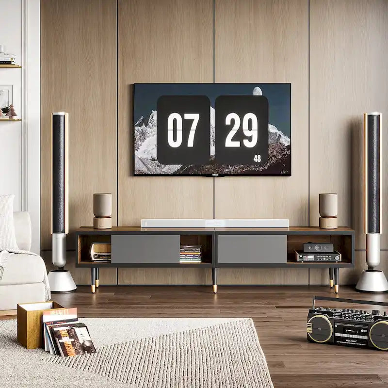 Modern TV Stand up to for 85 inch TVs Entertainment Center with Storage - 80 inch