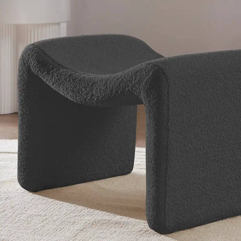 VANOMi Upholstered Pouf, Mid-Century Modern Ottoman, Cometemporary Foot Stool For Living Room Extra Vanity Seat For Small Space