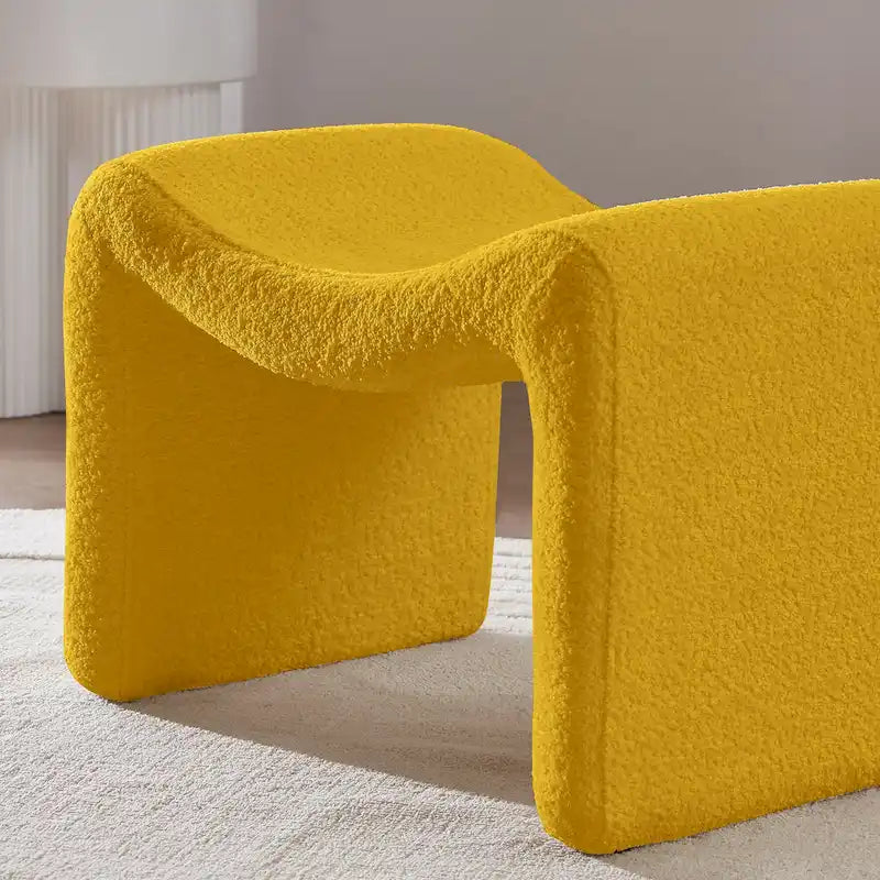 VANOMi Upholstered Pouf, Mid-Century Modern Ottoman, Cometemporary Foot Stool For Living Room Extra Vanity Seat For Small Space