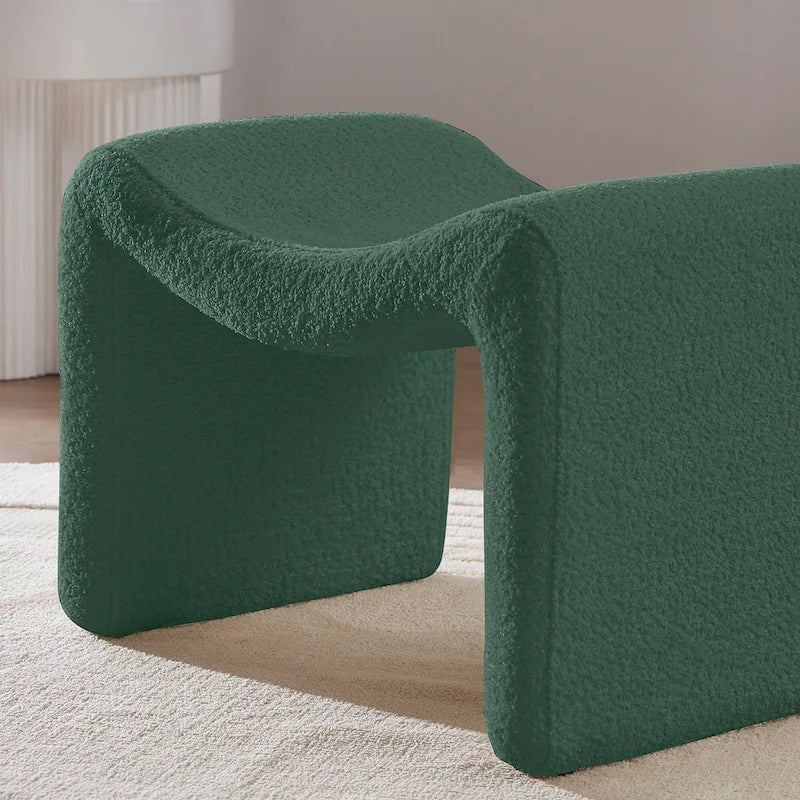 VANOMi Upholstered Pouf, Mid-Century Modern Ottoman, Cometemporary Foot Stool For Living Room Extra Vanity Seat For Small Space