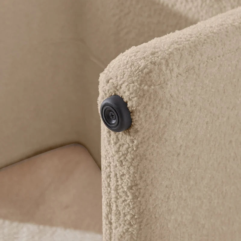 VANOMi Upholstered Pouf, Mid-Century Modern Ottoman, Cometemporary Foot Stool For Living Room Extra Vanity Seat For Small Space