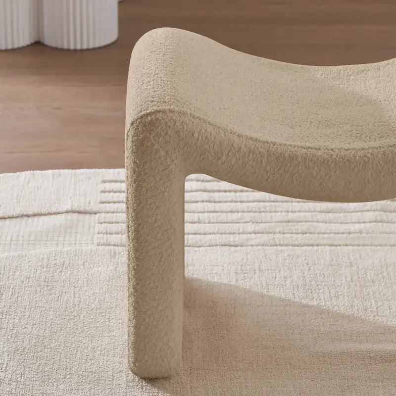 VANOMi Upholstered Pouf, Mid-Century Modern Ottoman, Cometemporary Foot Stool For Living Room Extra Vanity Seat For Small Space