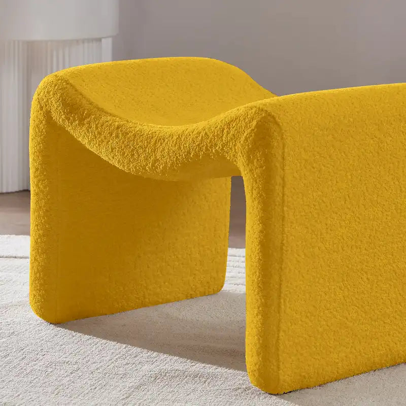 VANOMi Upholstered Pouf, Mid-Century Modern Ottoman, Cometemporary Foot Stool For Living Room Extra Vanity Seat For Small Space