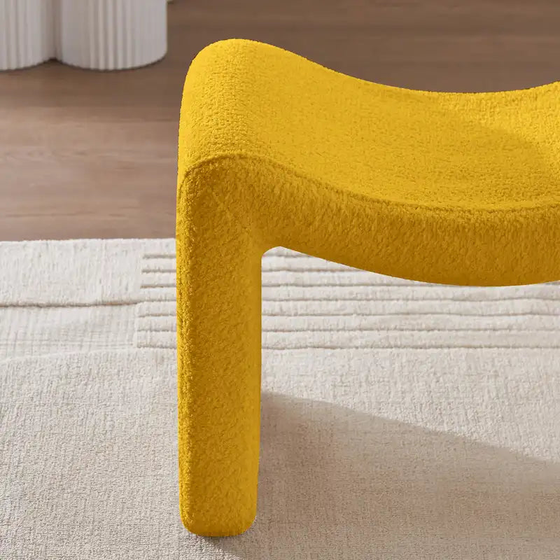 VANOMi Upholstered Pouf, Mid-Century Modern Ottoman, Cometemporary Foot Stool For Living Room Extra Vanity Seat For Small Space