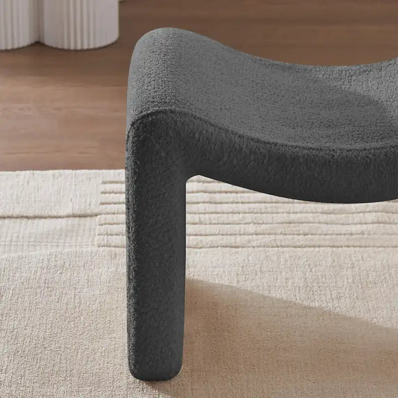 VANOMi Upholstered Pouf, Mid-Century Modern Ottoman, Cometemporary Foot Stool For Living Room Extra Vanity Seat For Small Space