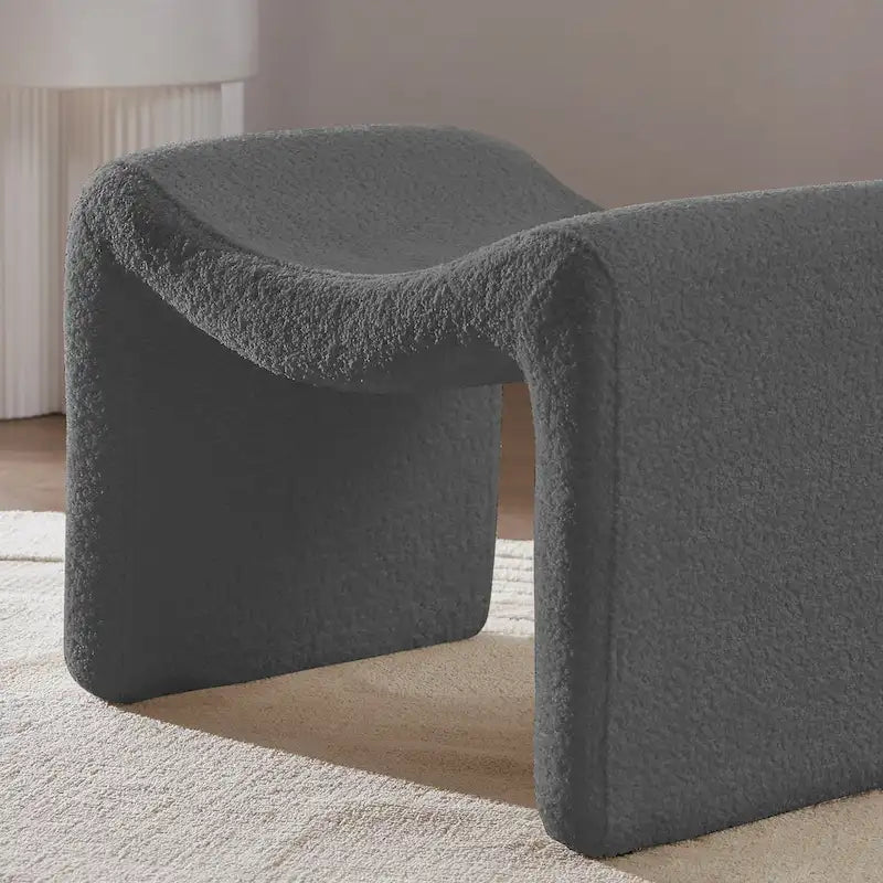 VANOMi Upholstered Pouf, Mid-Century Modern Ottoman, Cometemporary Foot Stool For Living Room Extra Vanity Seat For Small Space