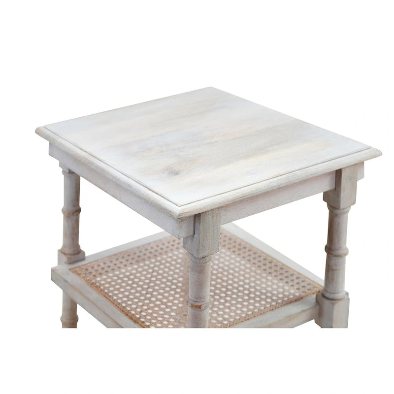 Carolina Living Chesterfield Wood & Cane 3 Shelf Side Table - Natural