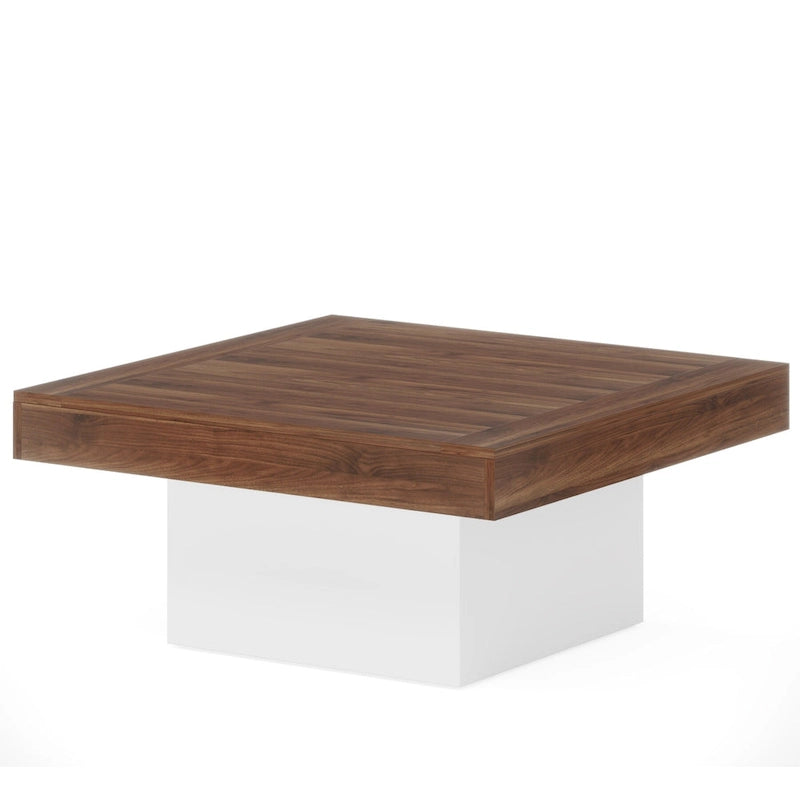 Farmhouse Coffee Table Square LED Coffee Table Engineered Wood Coffee Table
