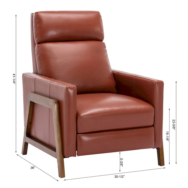 Roland Top Grain Leather Push Back Recliner by Greyson Living