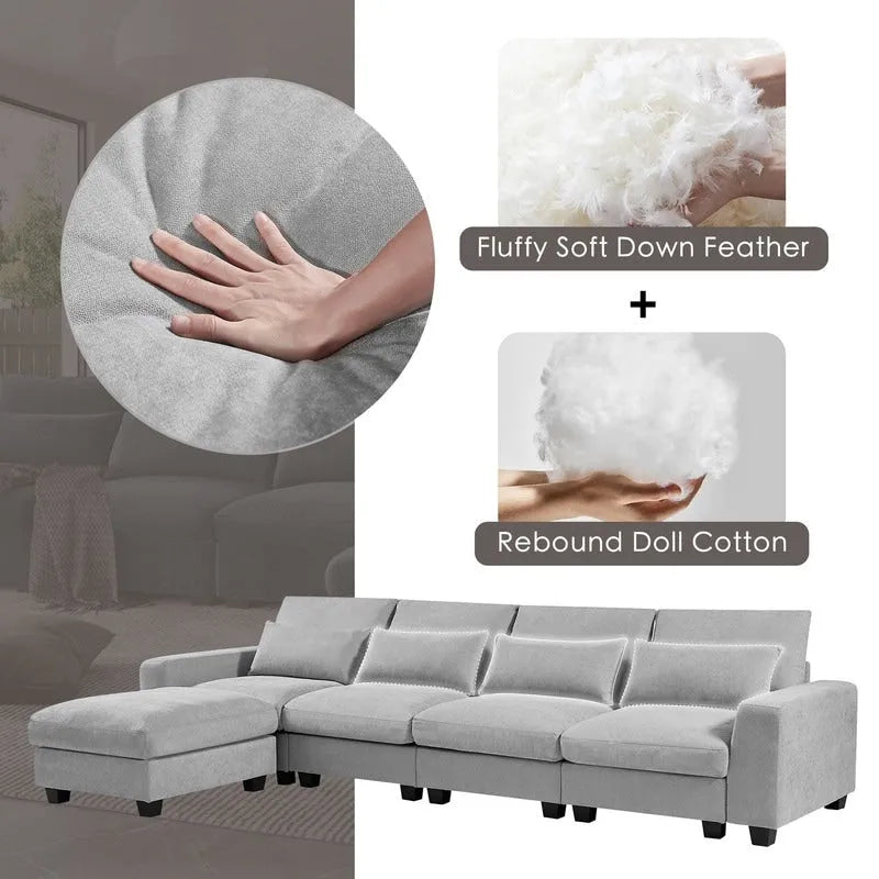 Modern L-Shape Sectional Sofa with Reversible Chaise