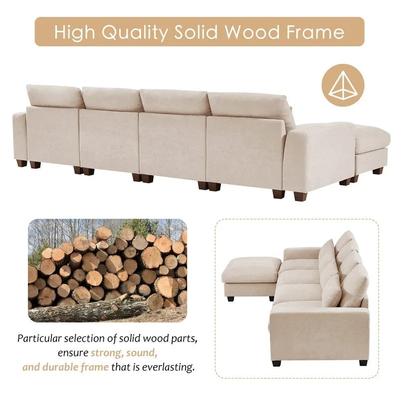 Modern L-Shape Sectional Sofa with Reversible Chaise
