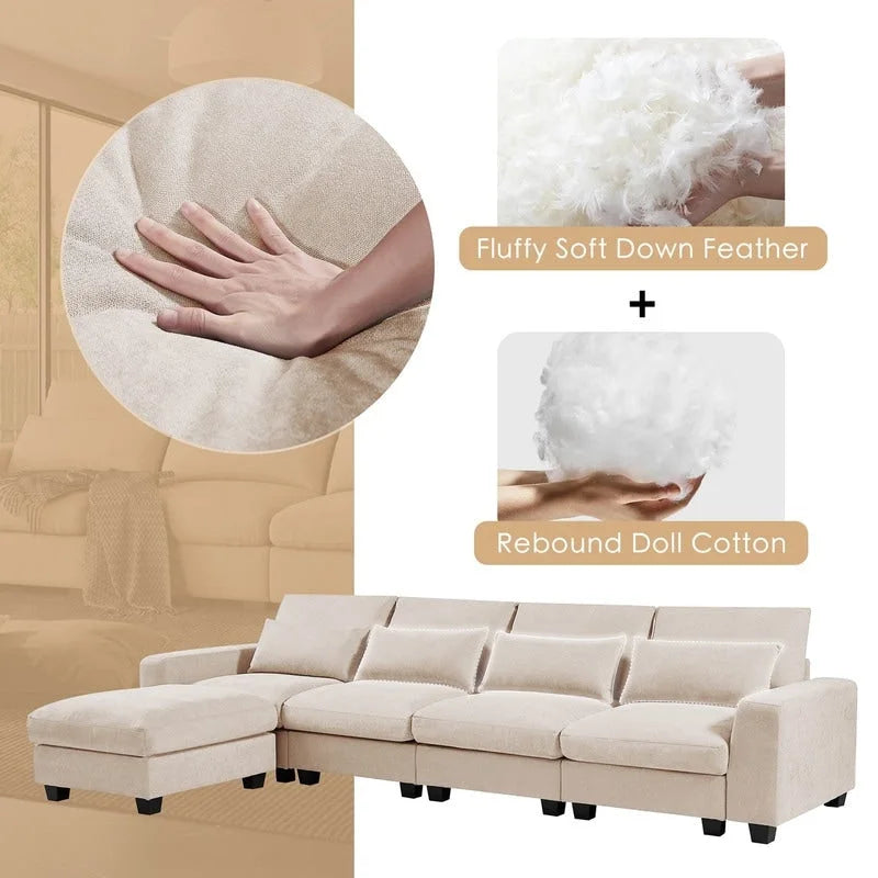 Modern L-Shape Sectional Sofa with Reversible Chaise