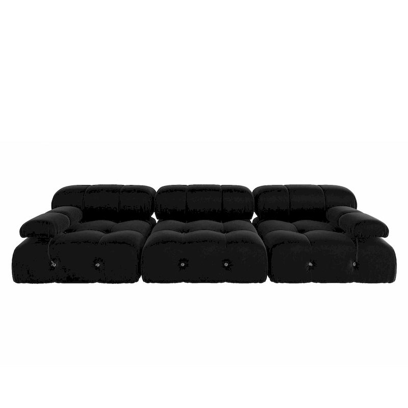 Black Velvet Upholstered Sectional Sofa