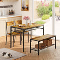 4 Piece Kitchen Dining Table with 2 Chair and Bench for Small Space