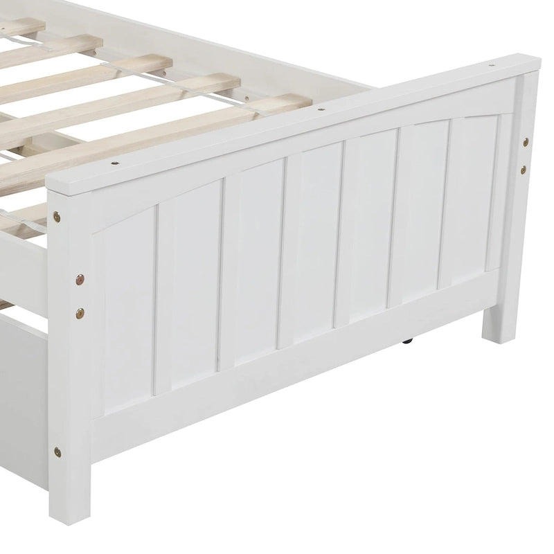 Nestfair Twin Size Wooden Platform Bed with Trundle